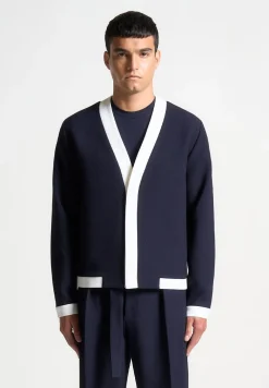 Textured Contrast Cardigan