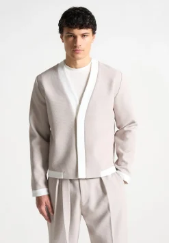 Textured Contrast Cardigan