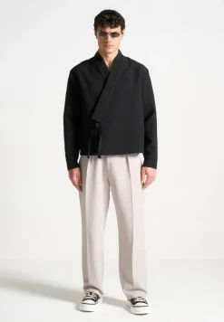 Textured Kimono Wrap Jacket