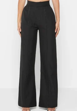 Trousers With Vegan Leather Pintuck