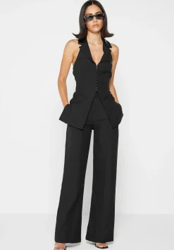 Trousers With Vegan Leather Pintuck