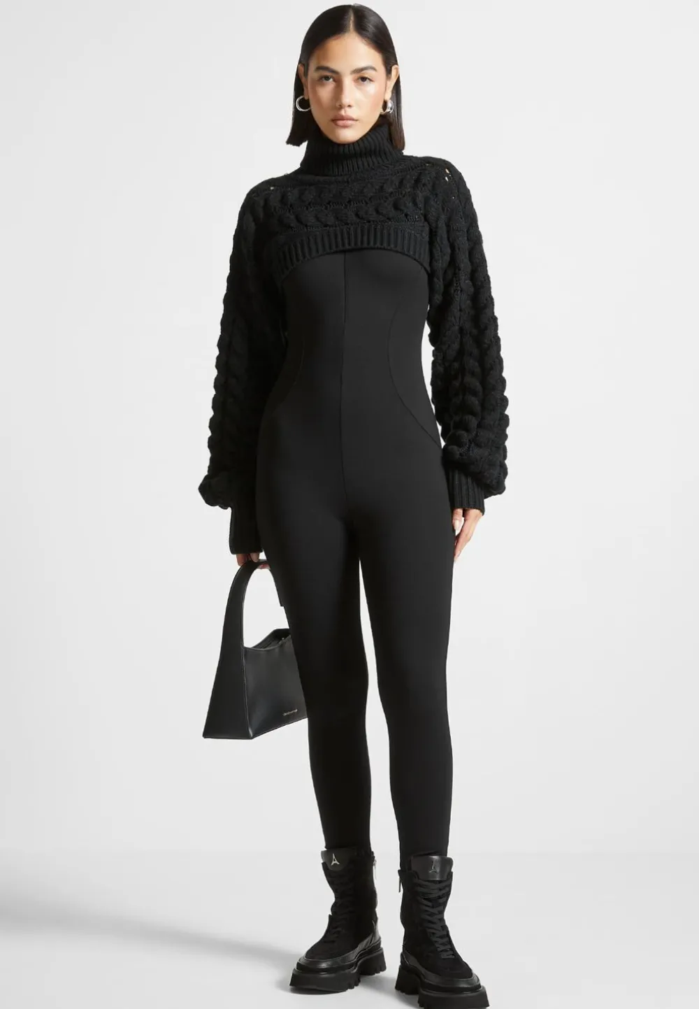 Turtleneck Cable Knit Arm Warmers