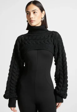 Turtleneck Cable Knit Arm Warmers