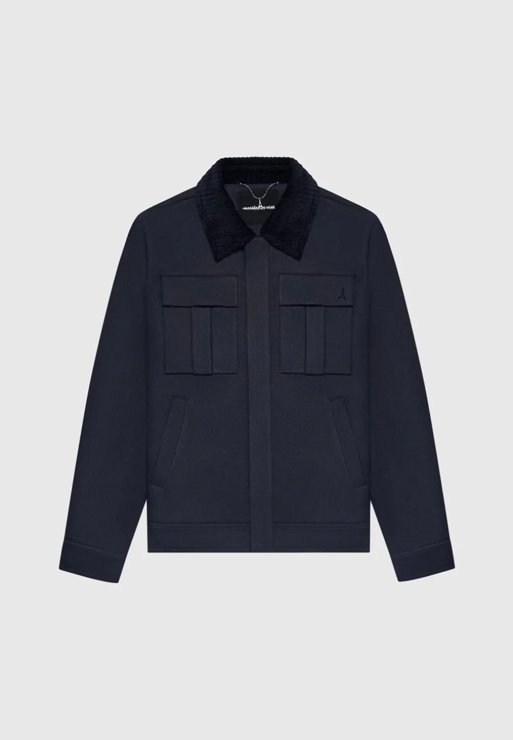 Twill Trucker Jacket With Velvet Collar