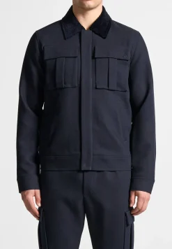 Twill Trucker Jacket With Velvet Collar