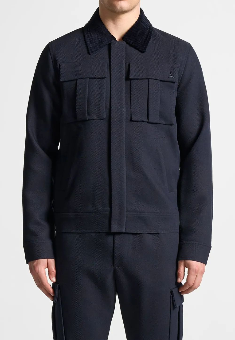 Twill Trucker Jacket With Velvet Collar