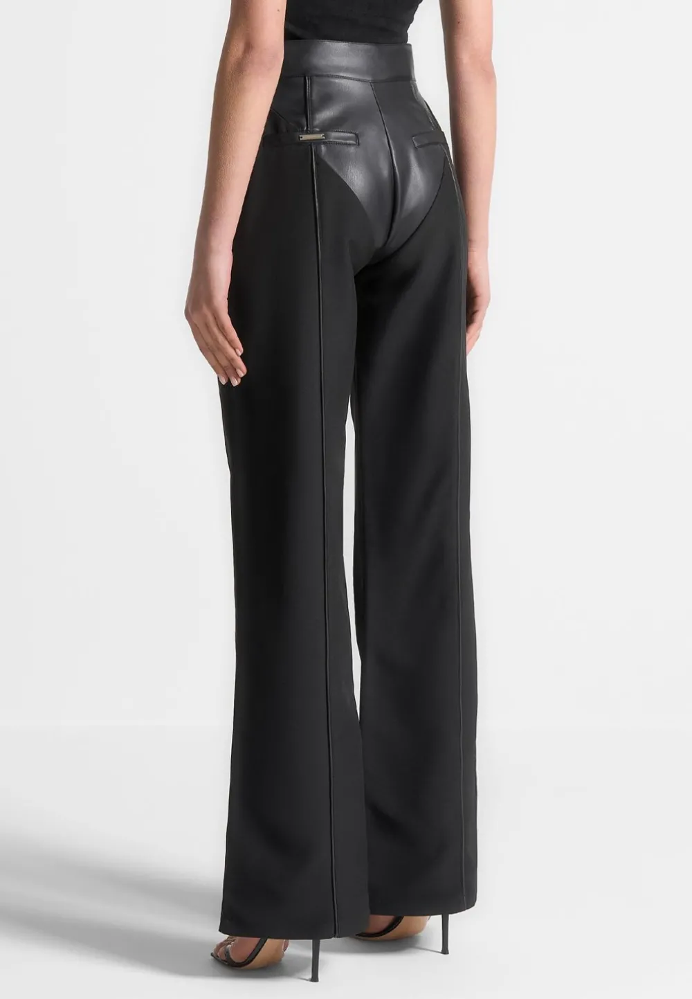 Vegan Leather & Woven Trousers