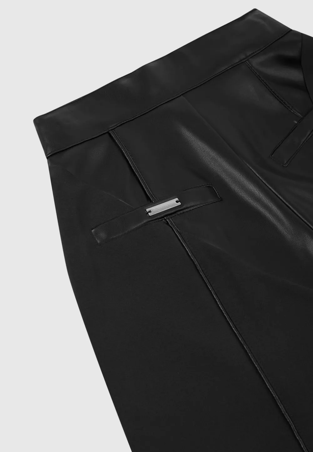Vegan Leather & Woven Trousers