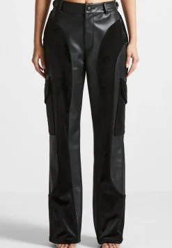Vegan Leather And Velvet Cargo Pants