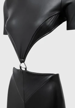 Vegan Leather Backless Jumpsuit