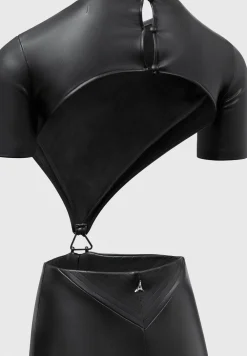 Vegan Leather Backless Jumpsuit