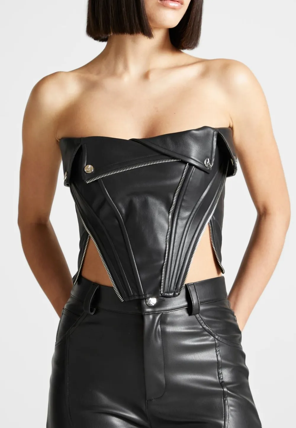 Vegan Leather Biker Corset