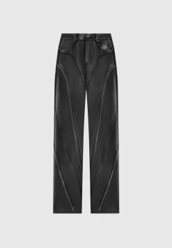 Vegan Leather Biker Trousers With Zip