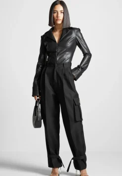 Vegan Leather Blazer Bodysuit