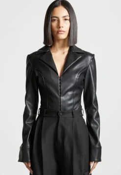 Vegan Leather Blazer Bodysuit