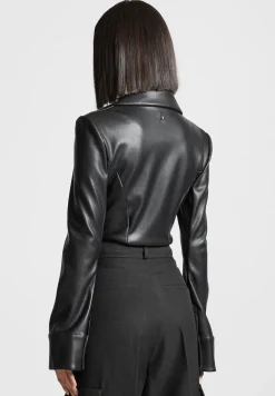 Vegan Leather Blazer Bodysuit