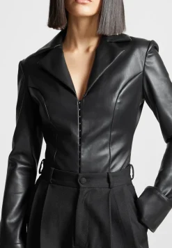 Vegan Leather Blazer Bodysuit