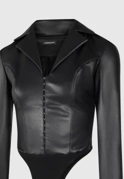 Vegan Leather Blazer Bodysuit