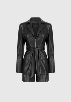 Vegan Leather Blazer Playsuit