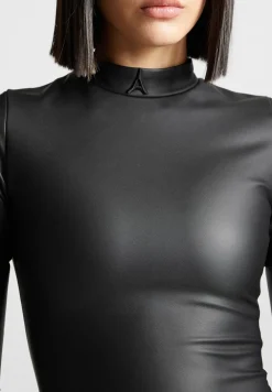 Vegan Leather Bodycon Dress With Gloves