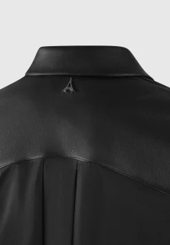 Vegan Leather Contrast Cropped Shirt