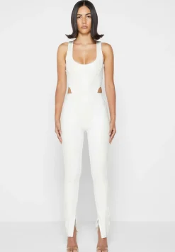 Vegan Leather Corset Lace Up Jumpsuit