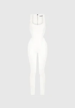 Vegan Leather Corset Lace Up Jumpsuit