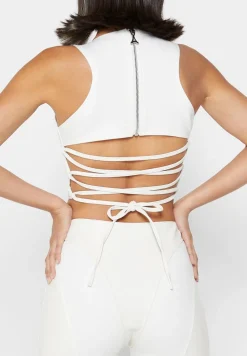 Vegan Leather Corset Lace Up Jumpsuit