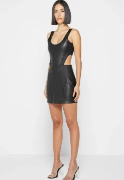 Vegan Leather Corset Mini Dress