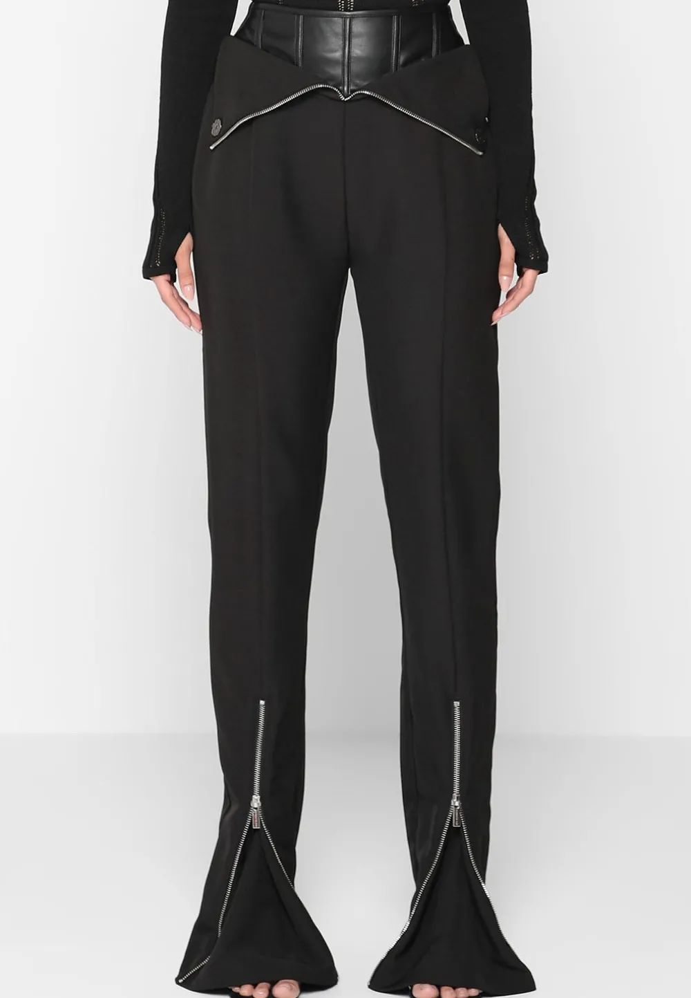 Vegan Leather Corset Zip Trousers