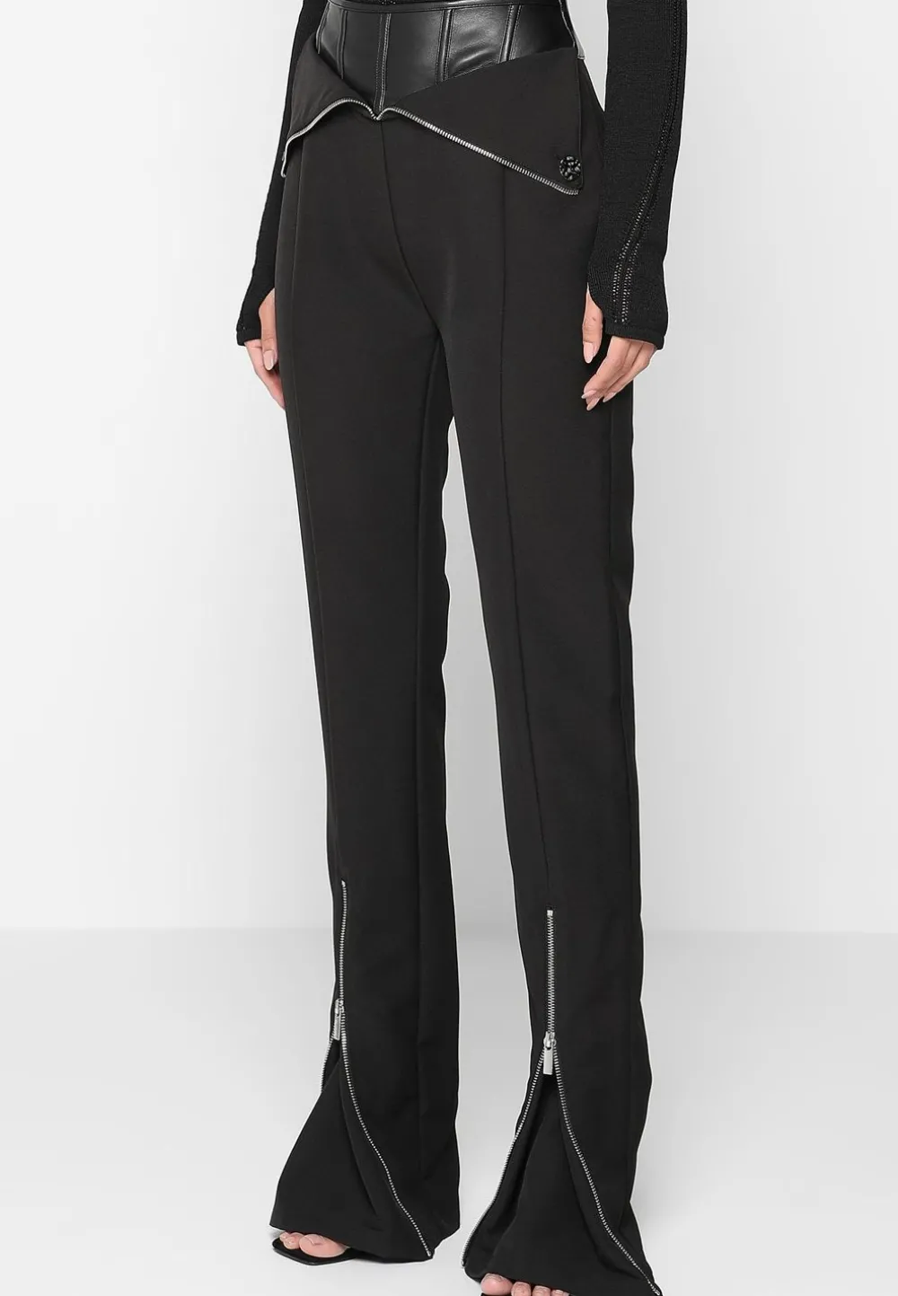 Vegan Leather Corset Zip Trousers