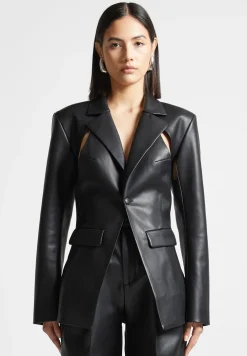 Vegan Leather Cut Out Blazer