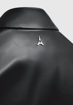 Vegan Leather Double Breasted Blazer