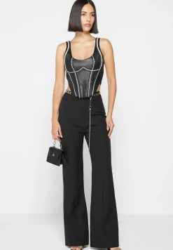 Vegan Leather Embellished Corset Top