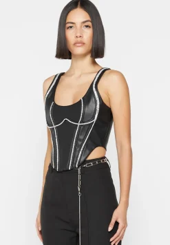 Vegan Leather Embellished Corset Top