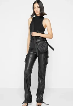 Vegan Leather Embossed Eiffel Round Bag