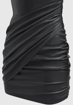 Vegan Leather Gathered Dress
