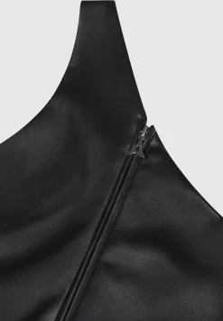 Vegan Leather Invisible Strap Top