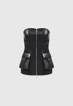 Vegan Leather Longline Bandeau Top