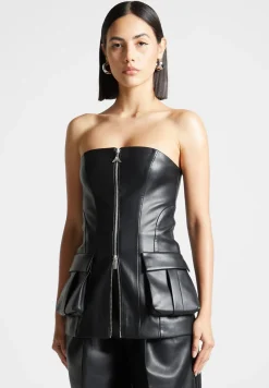 Vegan Leather Longline Bandeau Top