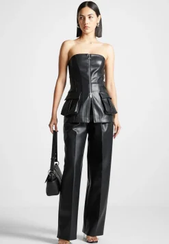 Vegan Leather Longline Bandeau Top