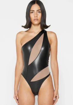 Vegan Leather Mesh Contour Bodysuit