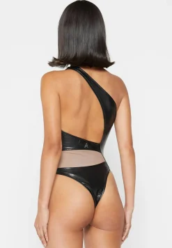 Vegan Leather Mesh Contour Bodysuit