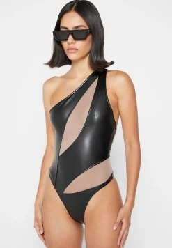 Vegan Leather Mesh Contour Bodysuit