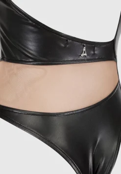 Vegan Leather Mesh Contour Bodysuit