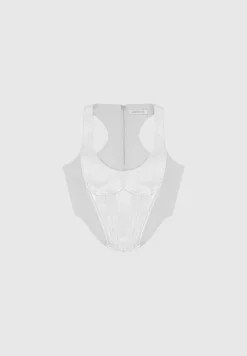 Vegan Leather Metallic Corset Top