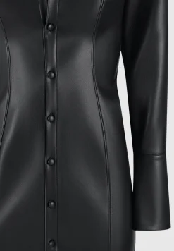 Vegan Leather Midaxi Shirt Dress