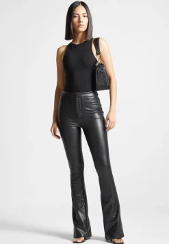 Vegan Leather Mini Flared Leggings