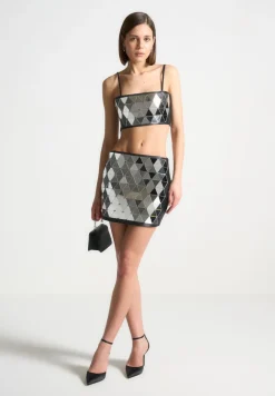 Vegan Leather Mirrored Bandeau Top