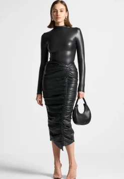 Vegan Leather Mock Neck Bodysuit